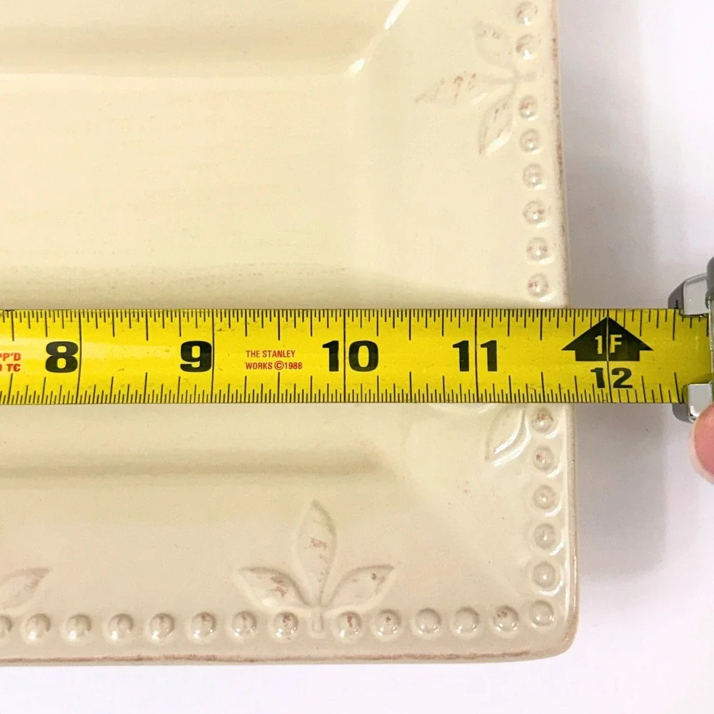 Sorrento Signature Embossed Cream Serving Platters Set 2 11.75" & 8.5" - Picture 7 of 11